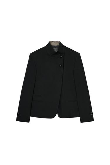 ハイネックボタンブレザー ZW COLLECTIONブラックZaraのハイネックボタンブレザー ZW COLLECTION - ブラック