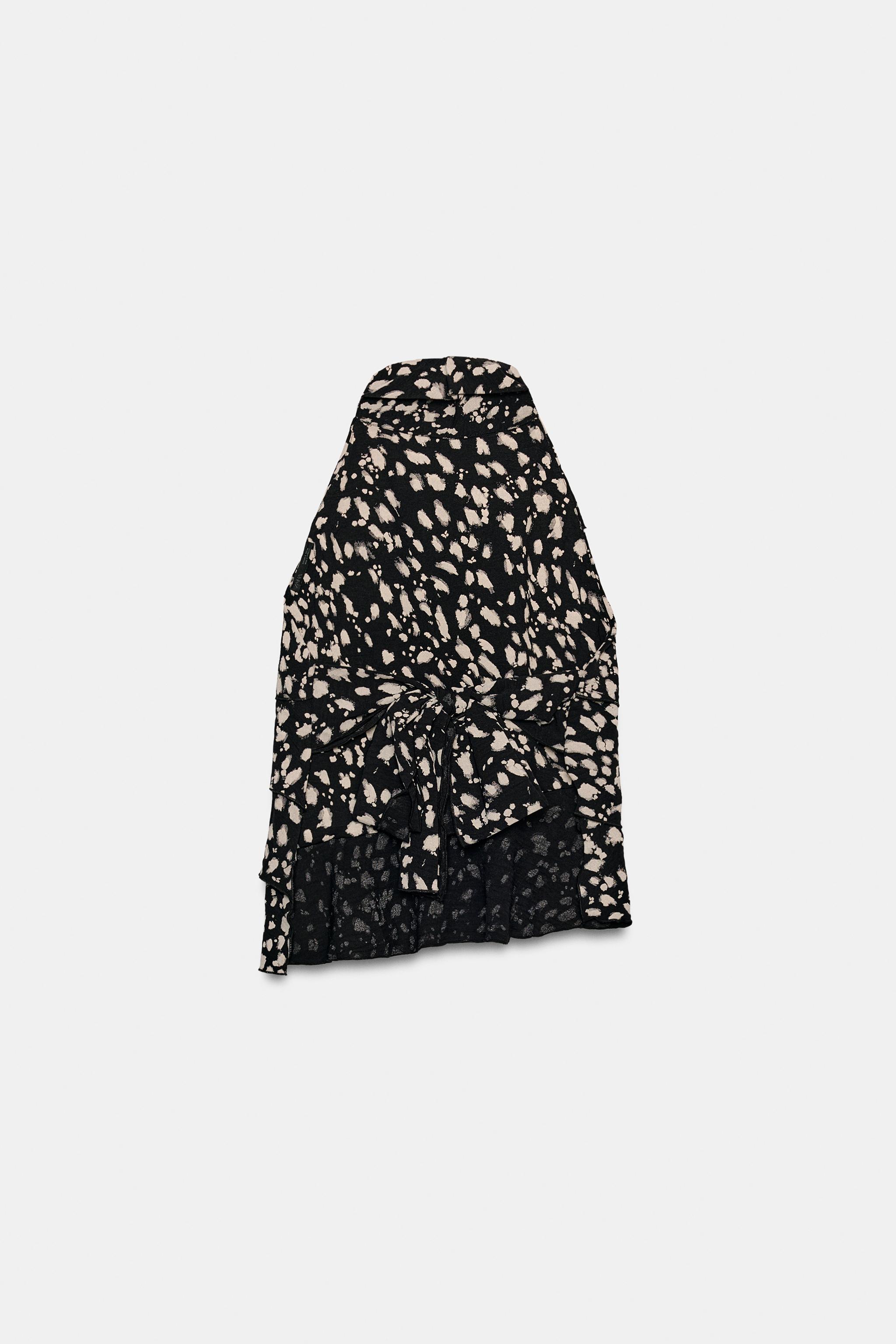 TOP HALTER À POIS ET VOLANTS