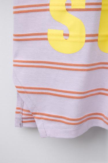 STRIPED AND TEXT T-SHIRT - Orange by Zara - Image 3