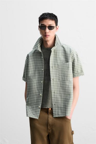 TEXTURED OXFORD SHIRT - Grey green by Zara