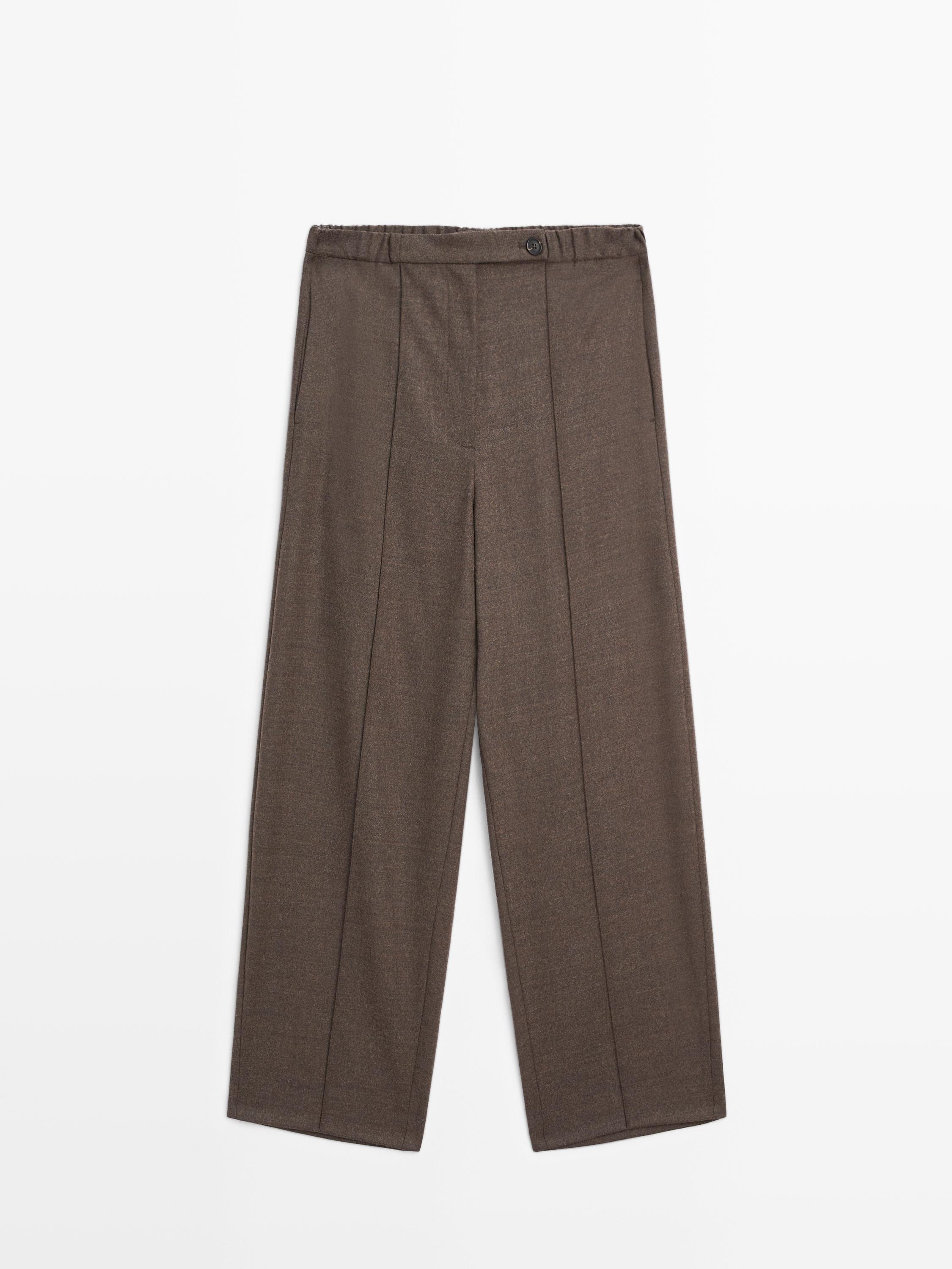 Barrel fit wool blend trousers