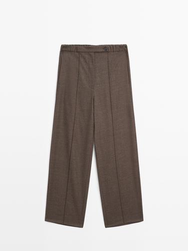 Pantalón con lana barrel fit - Negro oro de Zara