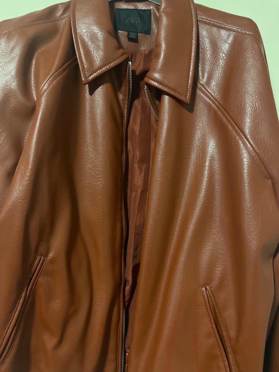LEATHER EFFECT BOMBER JACKET - Image 2
