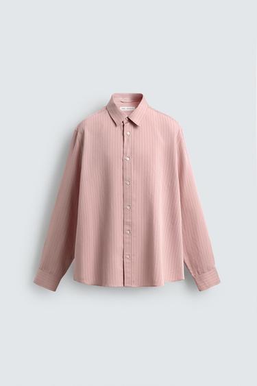 STRIPED FLOWING SHIRT - Pink by Zara