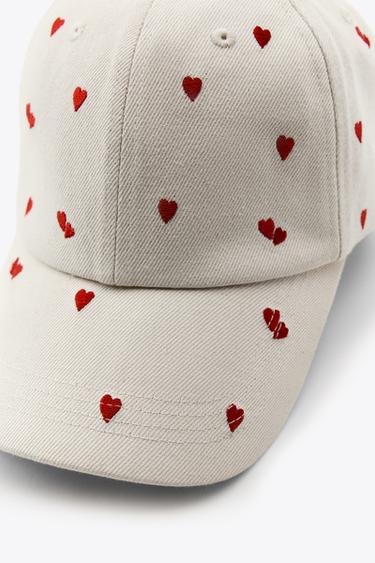 TWILL CAP WITH HEART EMBROIDERY - Ecru by Zara - Image 3