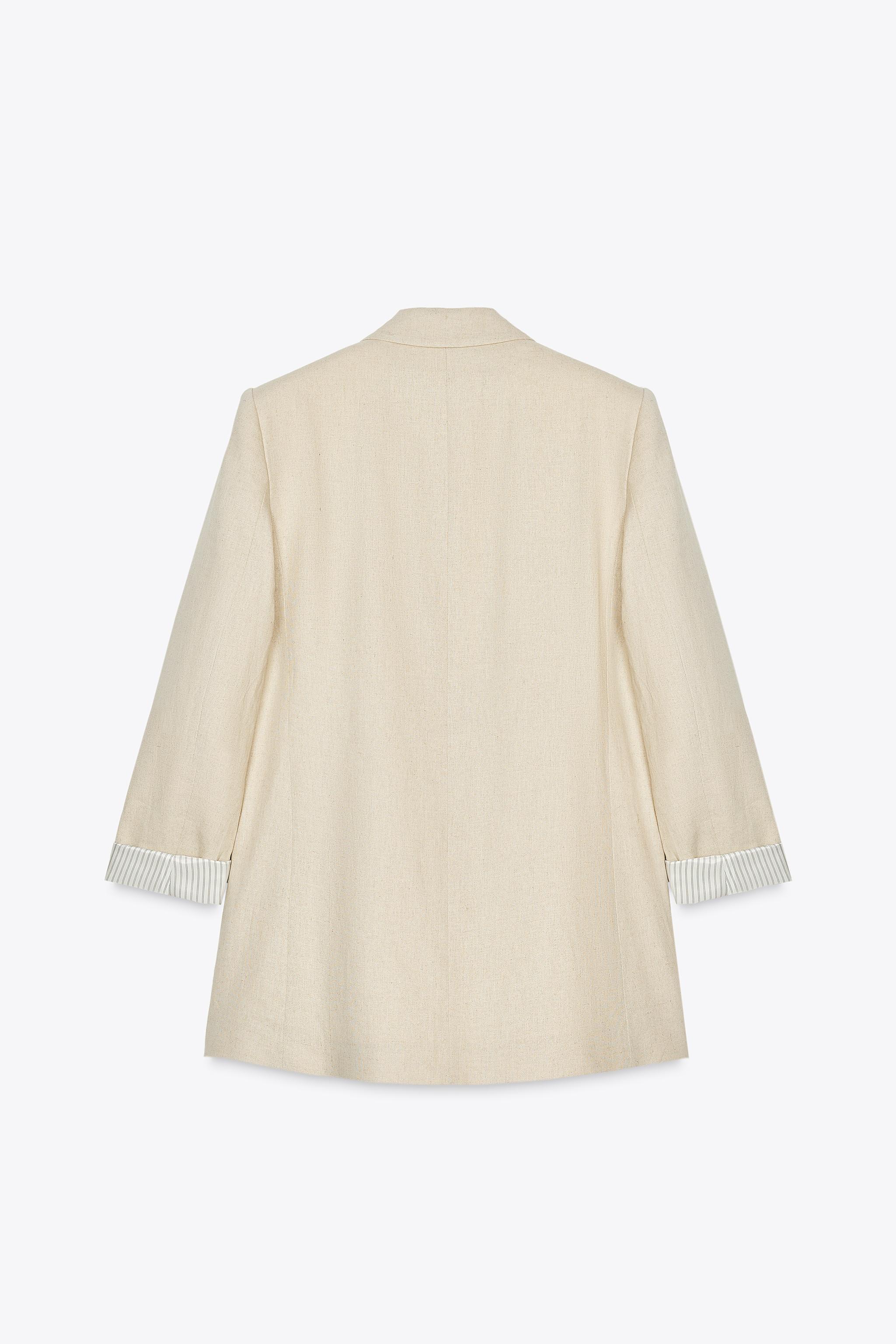 【ZARA】プリント柄カフスリネンブレザー2753/630/807 プリント柄カフスリネンブレザー - ライトベージュ | ZARA Japan