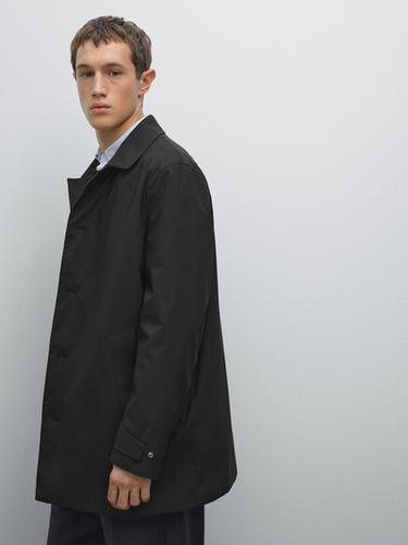 Zara Water-repellent fabric trench coat - Navy blue