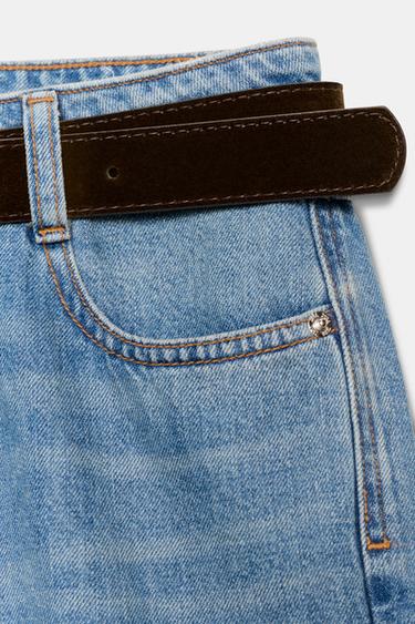 Z1975 BELTED WIDE-LEG CROPPED JEANS - Mid-blue by Zara - Image 11