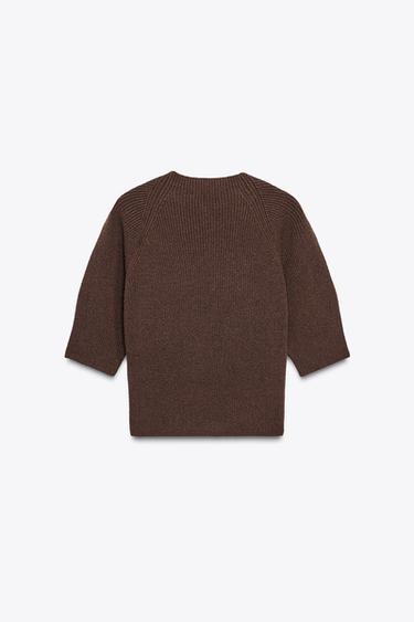 RIB KNIT SWEATER - Brown by Zara - Image 7