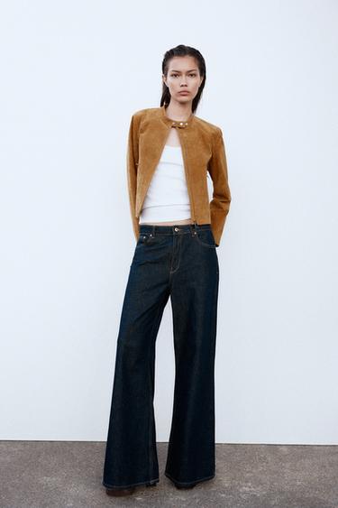 Zara 100% LEATHER JACKET - taupe brown
