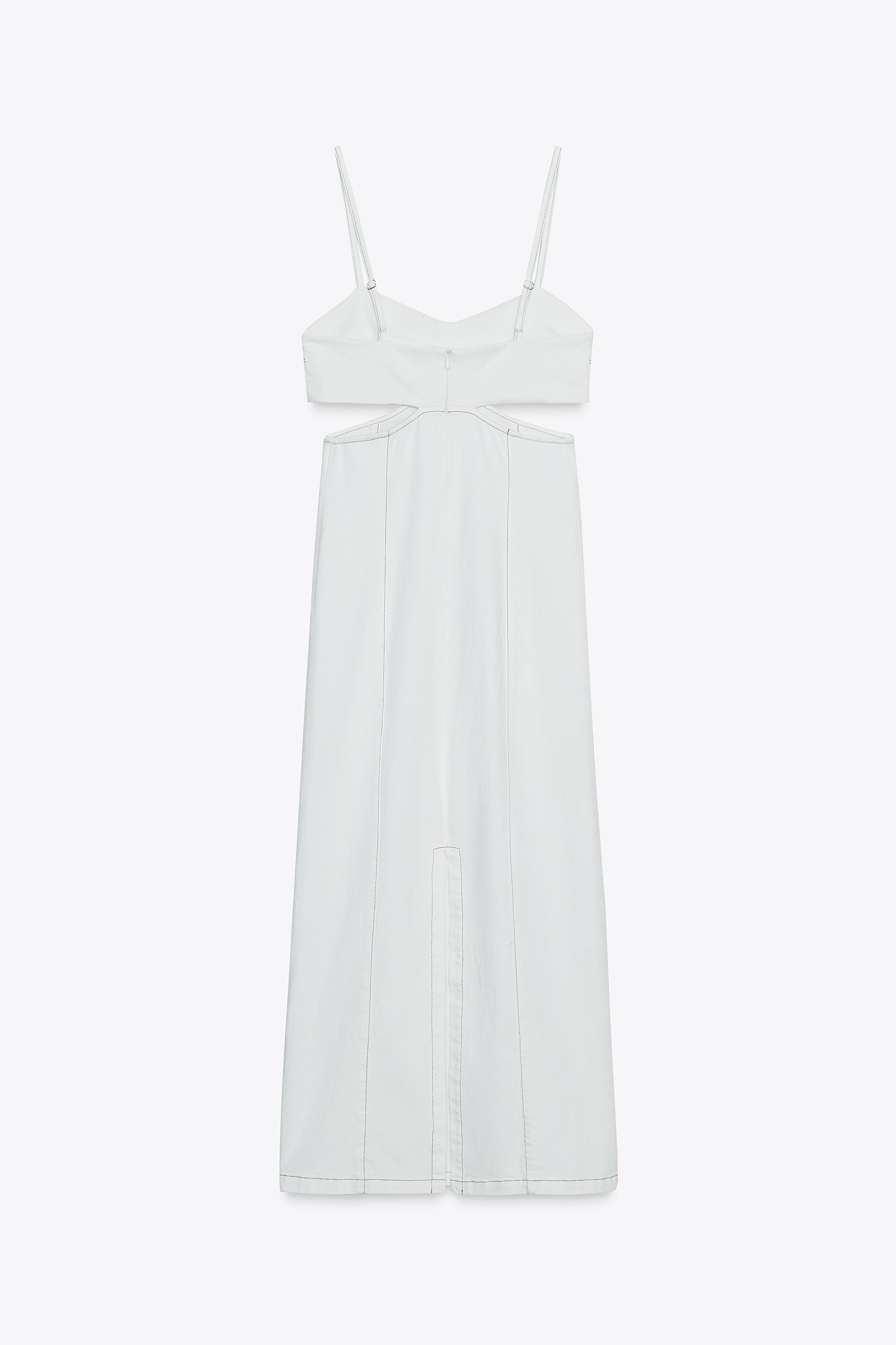 【ZARA】Z1975カットアウトディテール入デニムミディワンピース Z1975 カットアウトディテール入りデニムミディワンピース