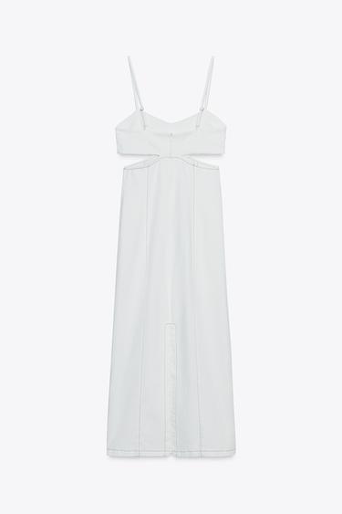 ROBE MIDI EN DENIM AJOURÉE Z1975 - Blanc de Zara - Image 5