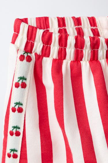 SHORT À RAYURES ET BANDES - Blanc / Rouge de Zara - Image 2