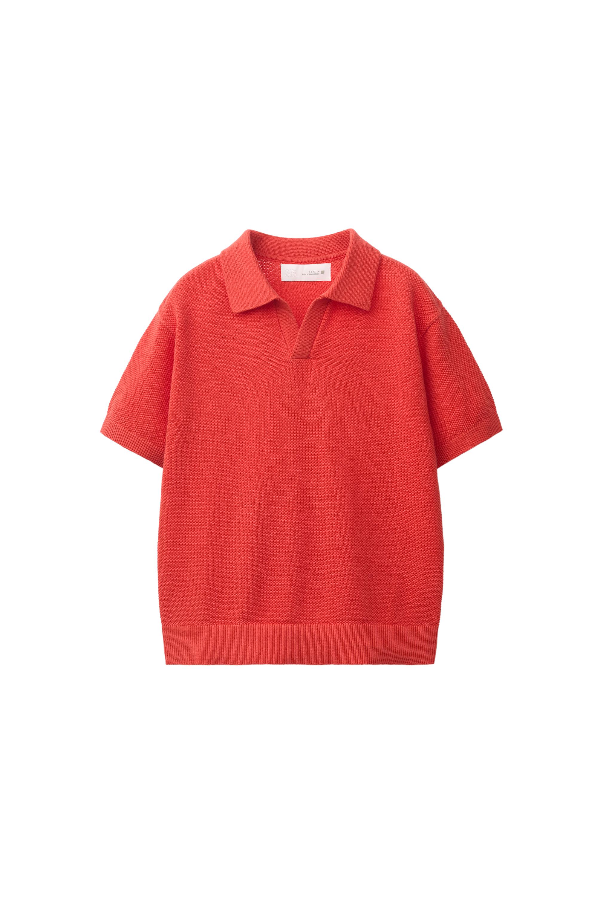 KNIT PIQUÉ POLO SHIRT — Red / Coral