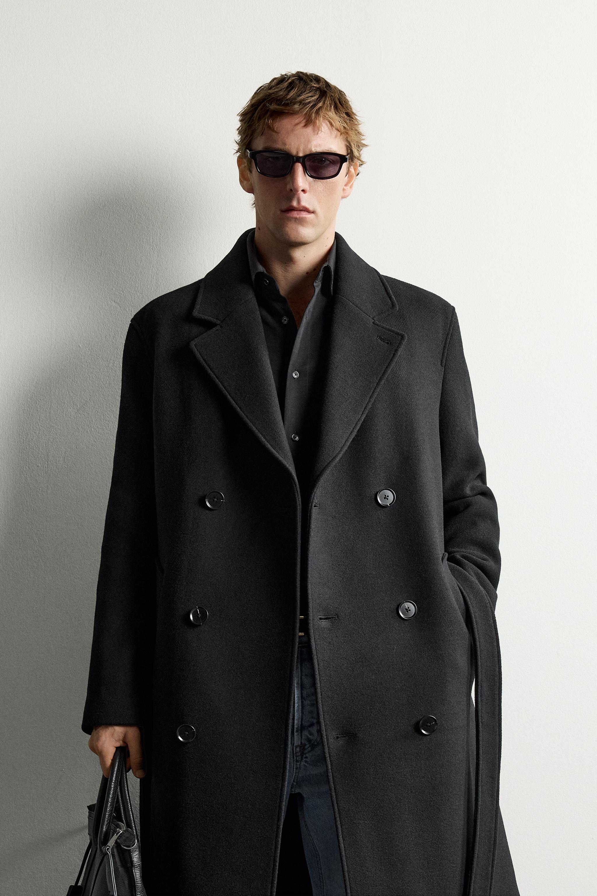 WOOL-BLEND BELTED DOUBLE-BREASTED COAT