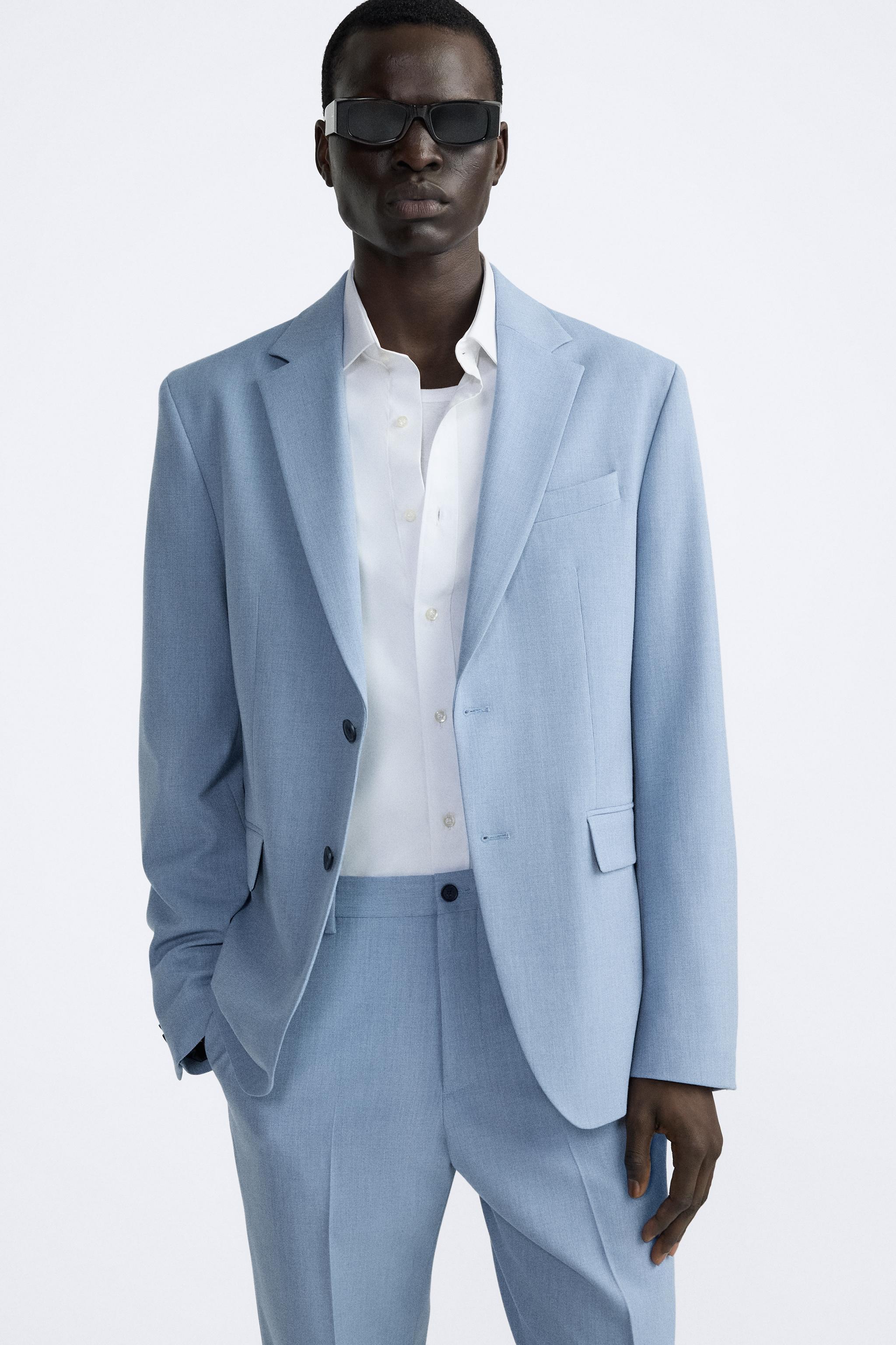 TEXTURED SUIT PANTS - Sky blue