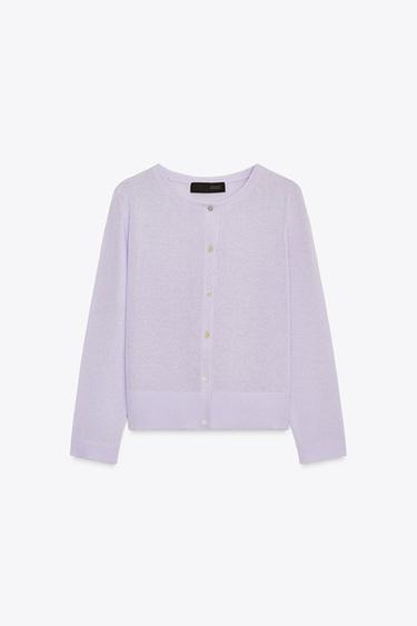 FINE KNIT CARDIGAN - Mauve by Zara