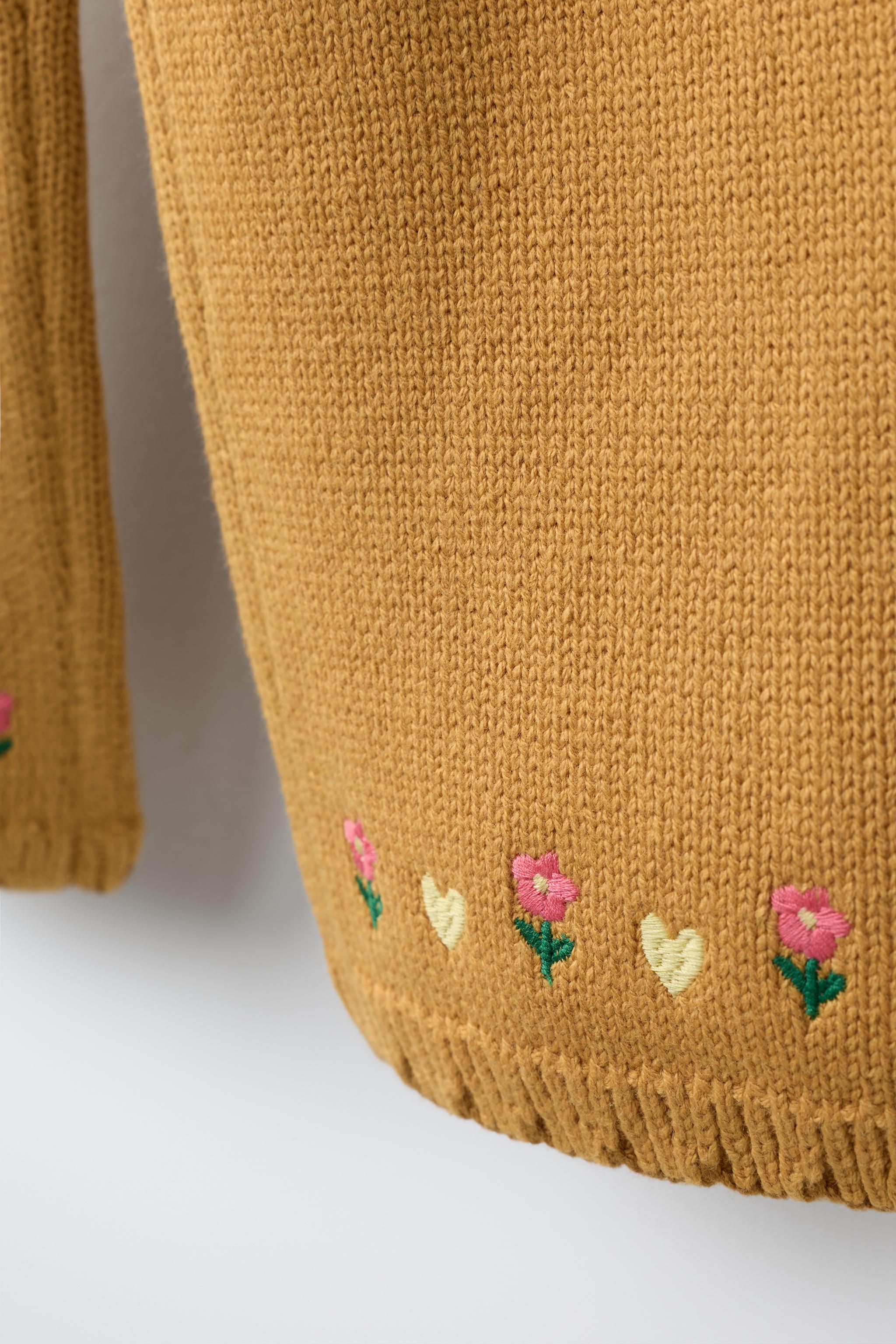 Детские свитеры Zara EMBROIDERED FLORAL KNIT CULOTTES — фото 4