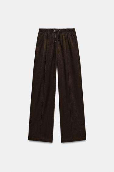PANTALÓN RECTO NERVIO - Marrón oscuro de Zara - Imagen 0