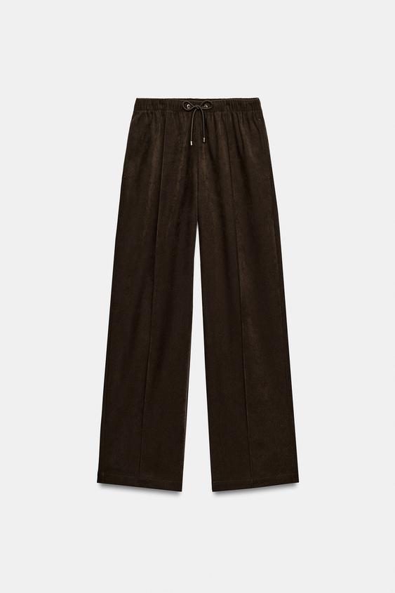 STRAIGHT-LEG PINTUCK TROUSERS - Dark brown by Zara - Image 0