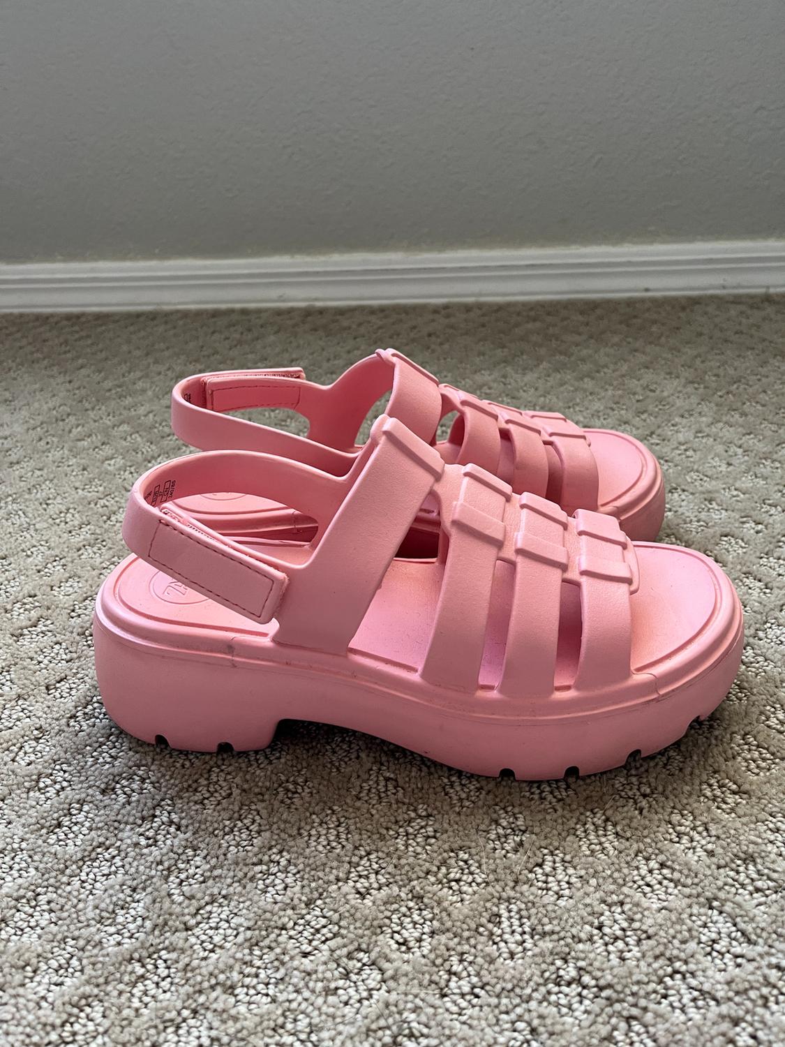 RUBBERIZED PINK LUG SOLE SANDALS ZARA SIZE 6.5, FISHERMAN SANDAL, JELLY SANDAL - Image 3