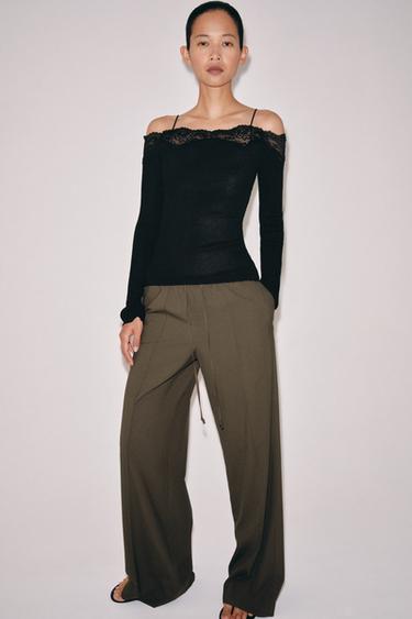 BLUZË E KOMBINUAR ME SUPE TË ZBULUARA - E zezë nga Zara - Imazh 0