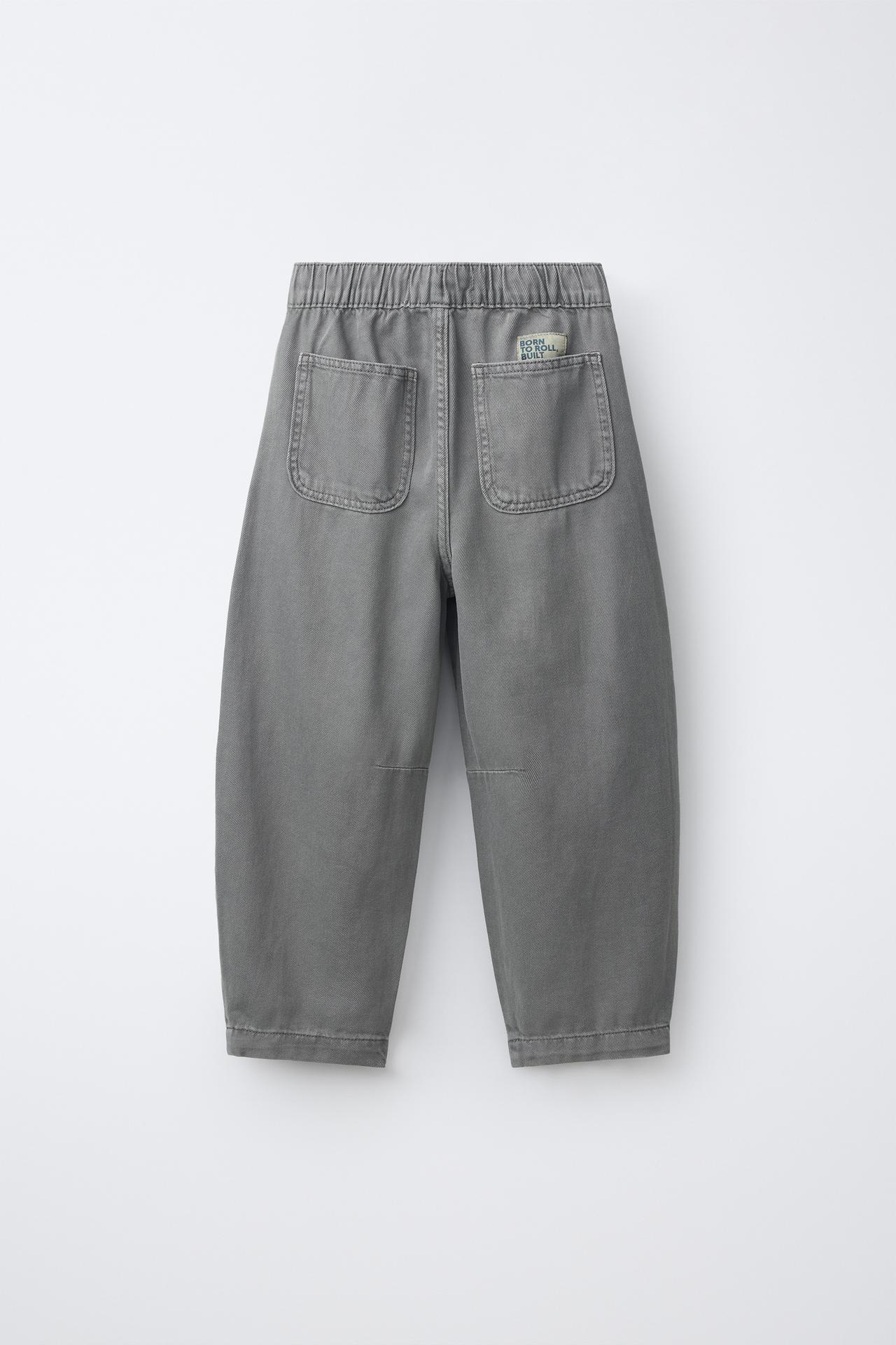 FLOWY TWILL BALLOON PANTS — Gray / Natural