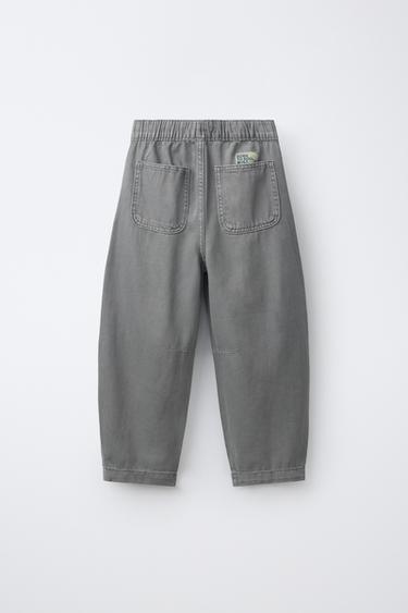 FLOWY TWILL BALLOON PANTS — Gray / Natural 2