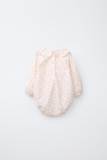 BODY EN PLUMETIS À IMPRIMÉ FLEURS - Rose pastel de Zara - Image 1
