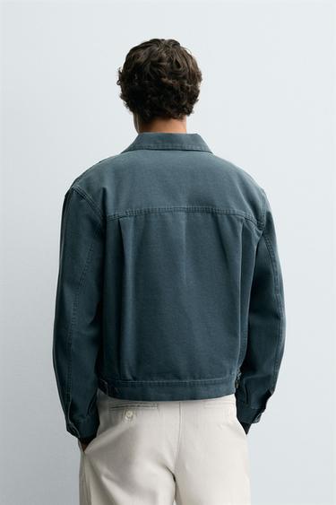 WASHED CROPPED FIT JACKET - Petrol blue by Zara