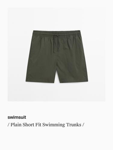 Zara Plain short fit swimming trunks - Khaki