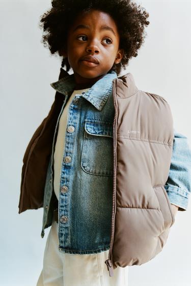 WATER-REPELLENT PUFFER GILET - Brown / Taupe by Zara