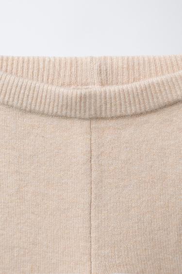 KNIT LACE TRIM LEGGINGS - Light beige by Zara - Image 2