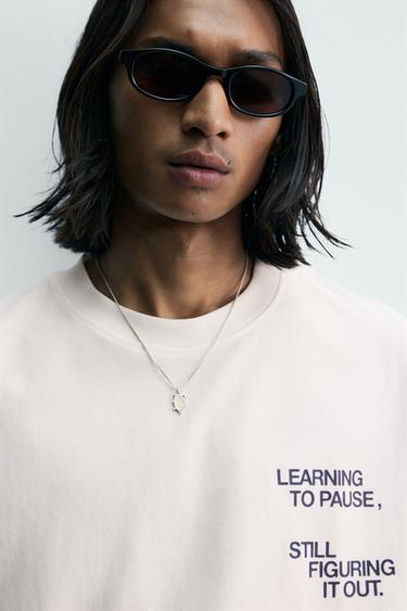 CONTRAST SLOGAN PRINT T-SHIRT - White by Zara - Image 5