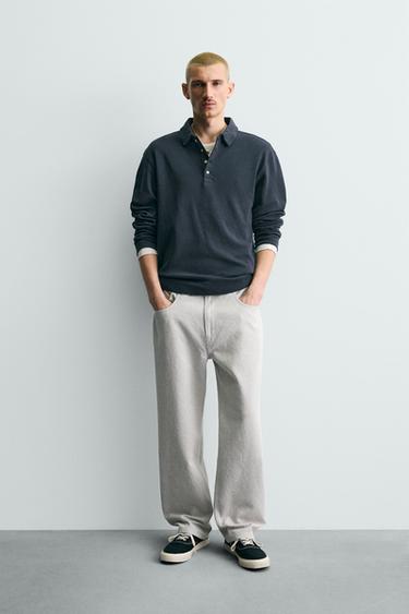 STRAIGHT-LEG JACQUARD TROUSERS - Grey by Zara