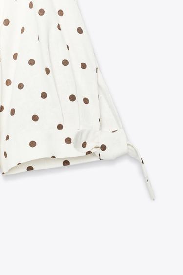 CHEMISE MANCHES COURTES AVEC LACETS EN RAMIE - Écru / Marron de Zara - Image 6
