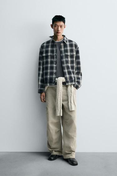 CHECK RELAXED FIT OVERSHIRT - Black / White by Zara