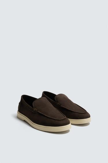 CASUAL LEATHER LOAFERS - Brown by Zara