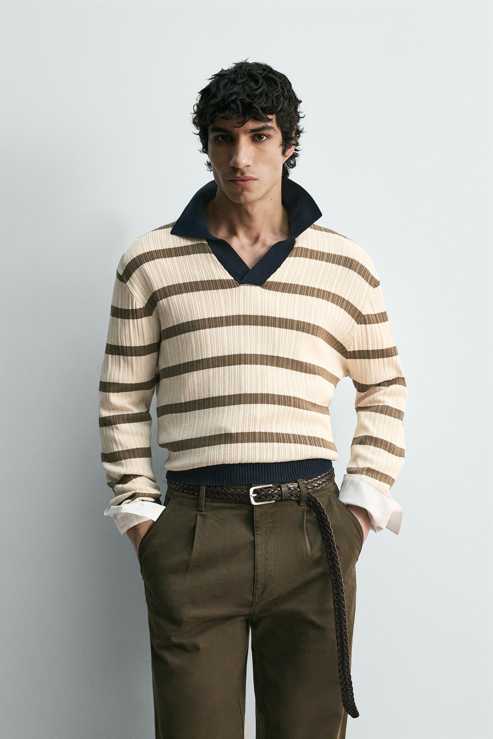 STRIPED KNIT POLO SHIRT
