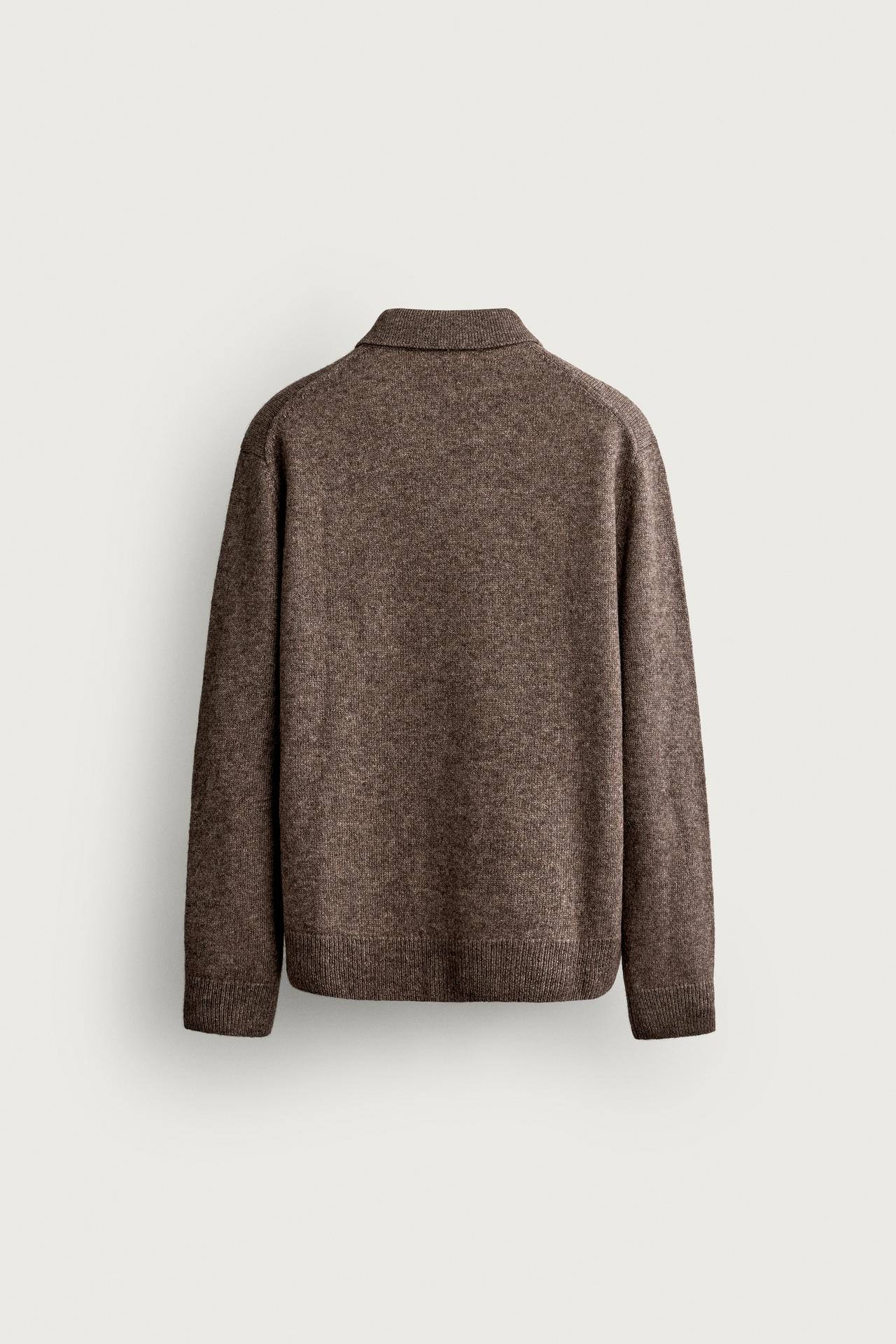 WOOL AND YAK BLEND KNIT OVERSHIRT — Brown / Taupe