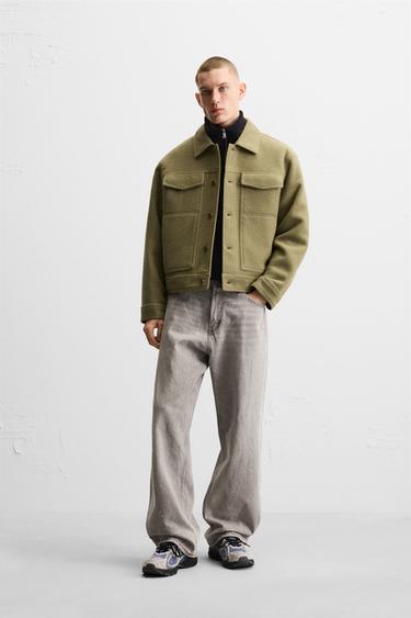 TEXTURED JACKET WITH POCKETS - GREEN by Zara - Image 0
