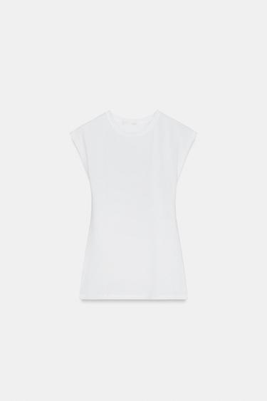 T-SHIRT EN COTON - Blanc de Zara - Image 4