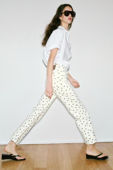 Z1975 MID-WAIST MINI FLARE JEANS WITH DOTS - Oyster-white by Zara - Image 2