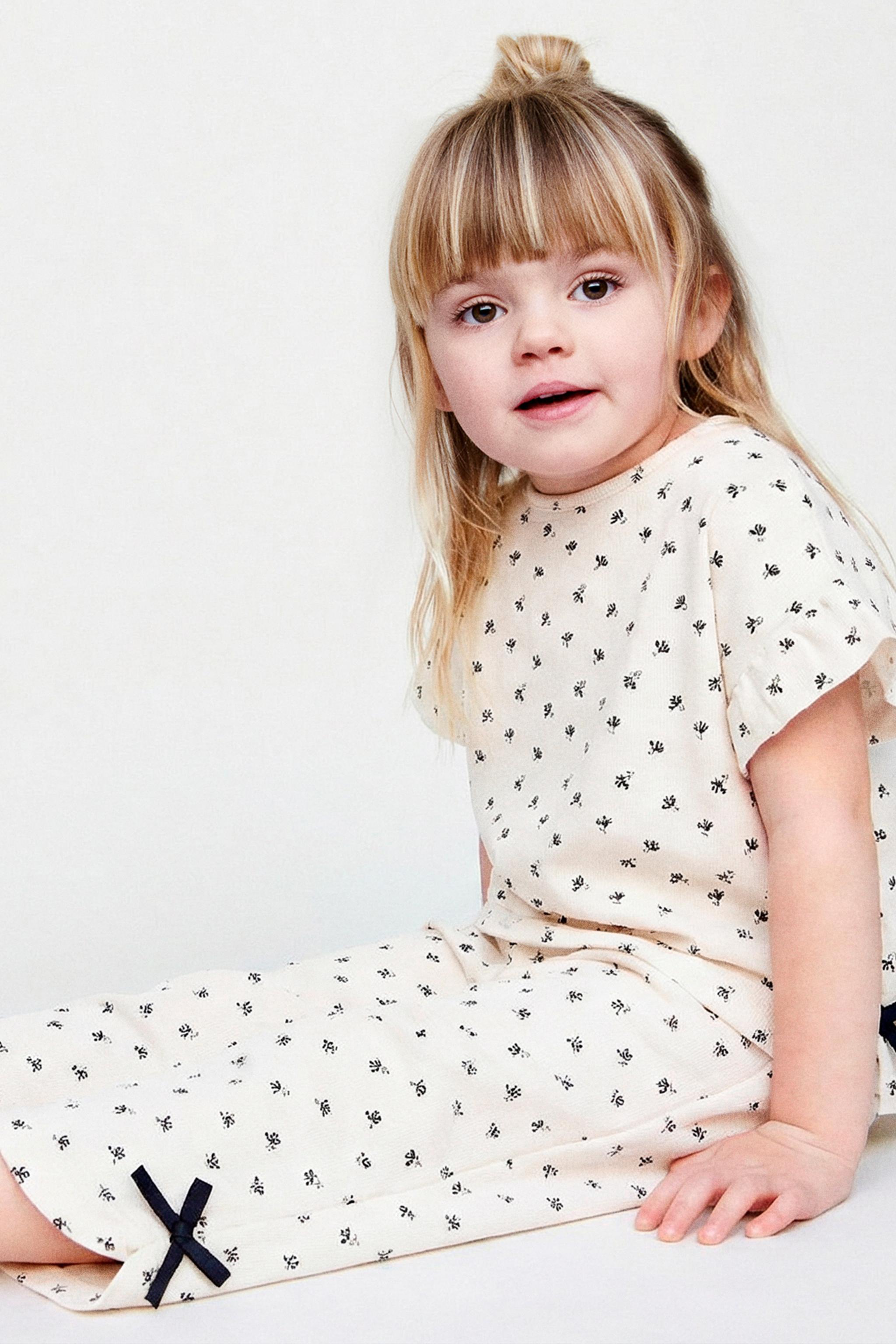 FLORAL PRINT T-SHIRT AND PANTS SET WITH BOWS