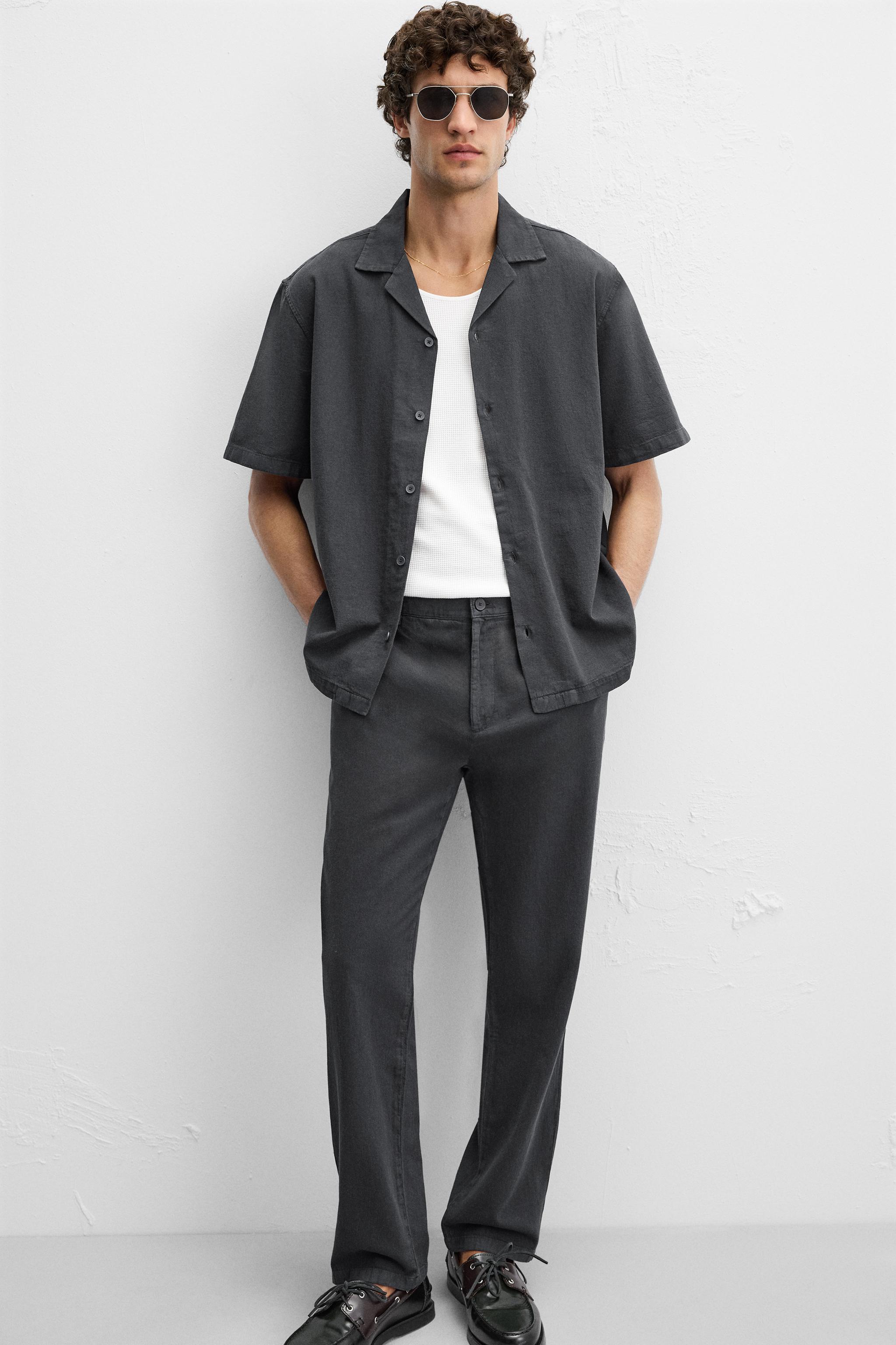 COTTON - LINEN PANTS - Charcoal | ZARA United States