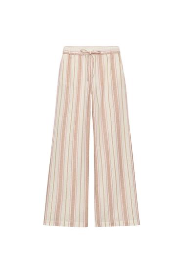 Zara METALLIC STRIPED WIDE LEG PANTS - Multicolored