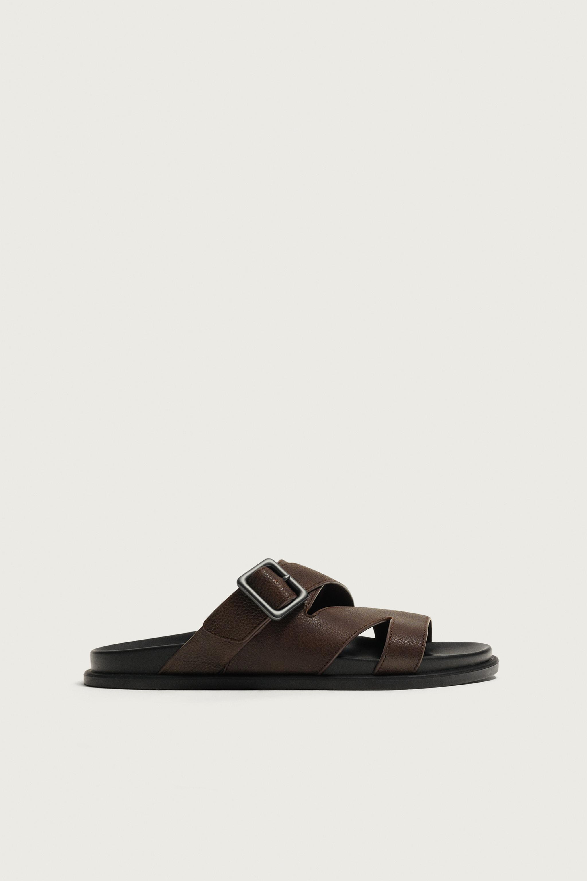 Leather Multi-Strap Sandals — Burgundy Red