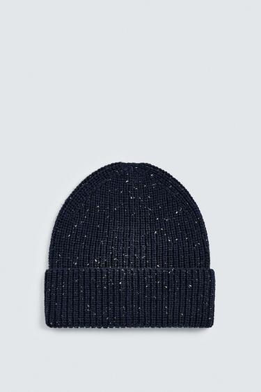 TEXTURED KNIT HAT WITH BOBBLES - Navy blue by Zara