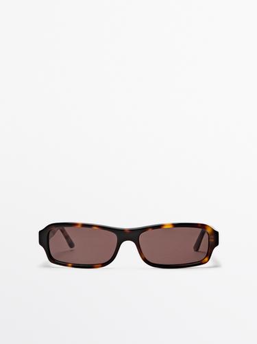 Zara Rectangular tortoiseshell-effect sunglasses - Brown - Image 0