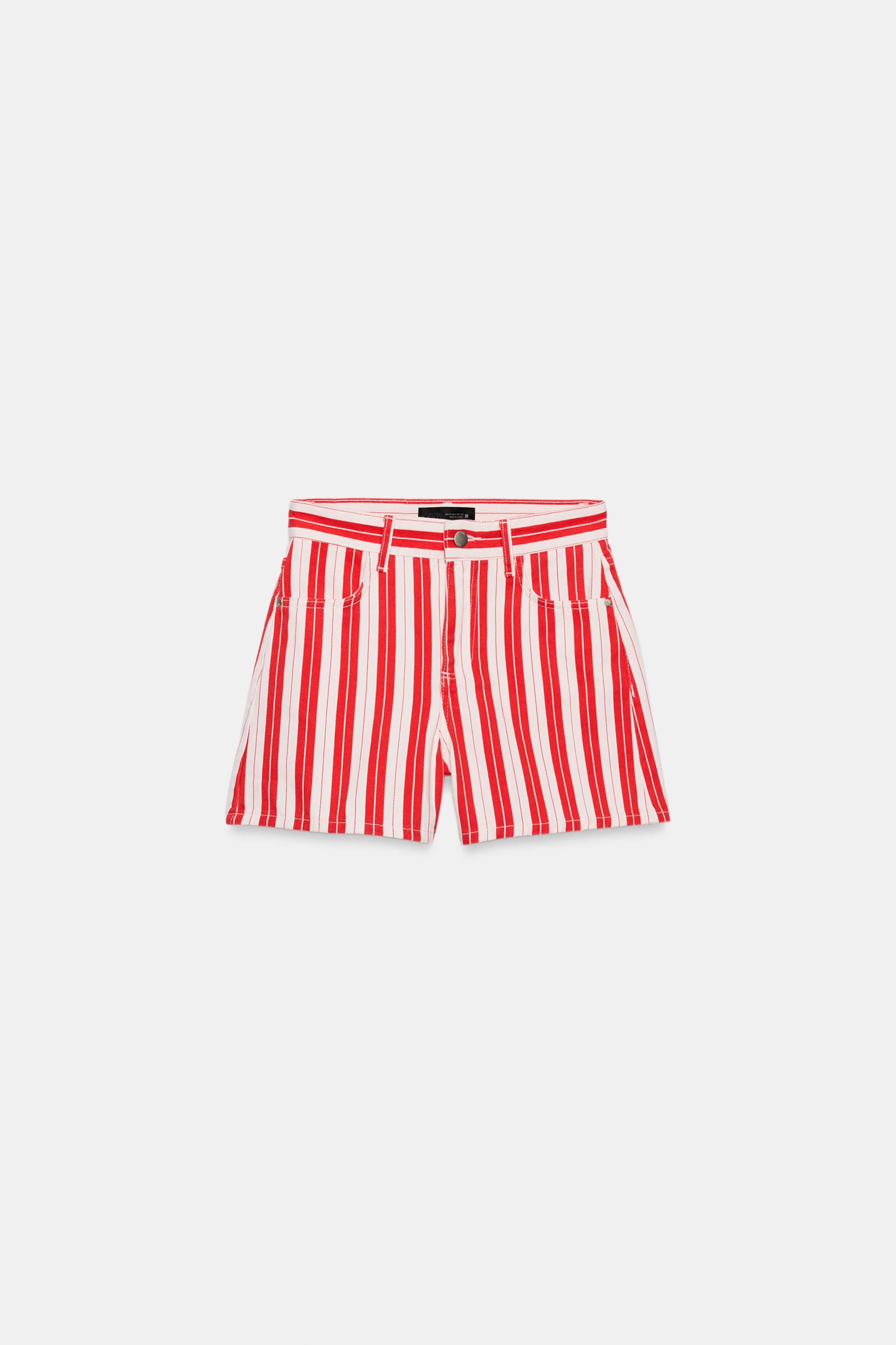 Zara ÇİZGİLİ MOM FIT ŞORT görsel 6